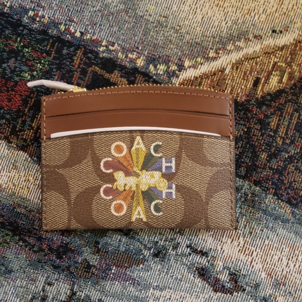 Coach Shaped Card Case in Rainbow Print